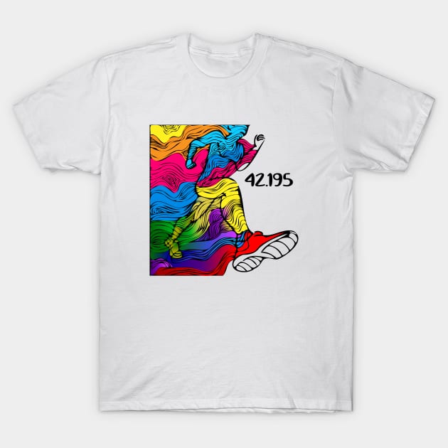 Run the Distance 42.195 T-Shirt by Dreanpitch